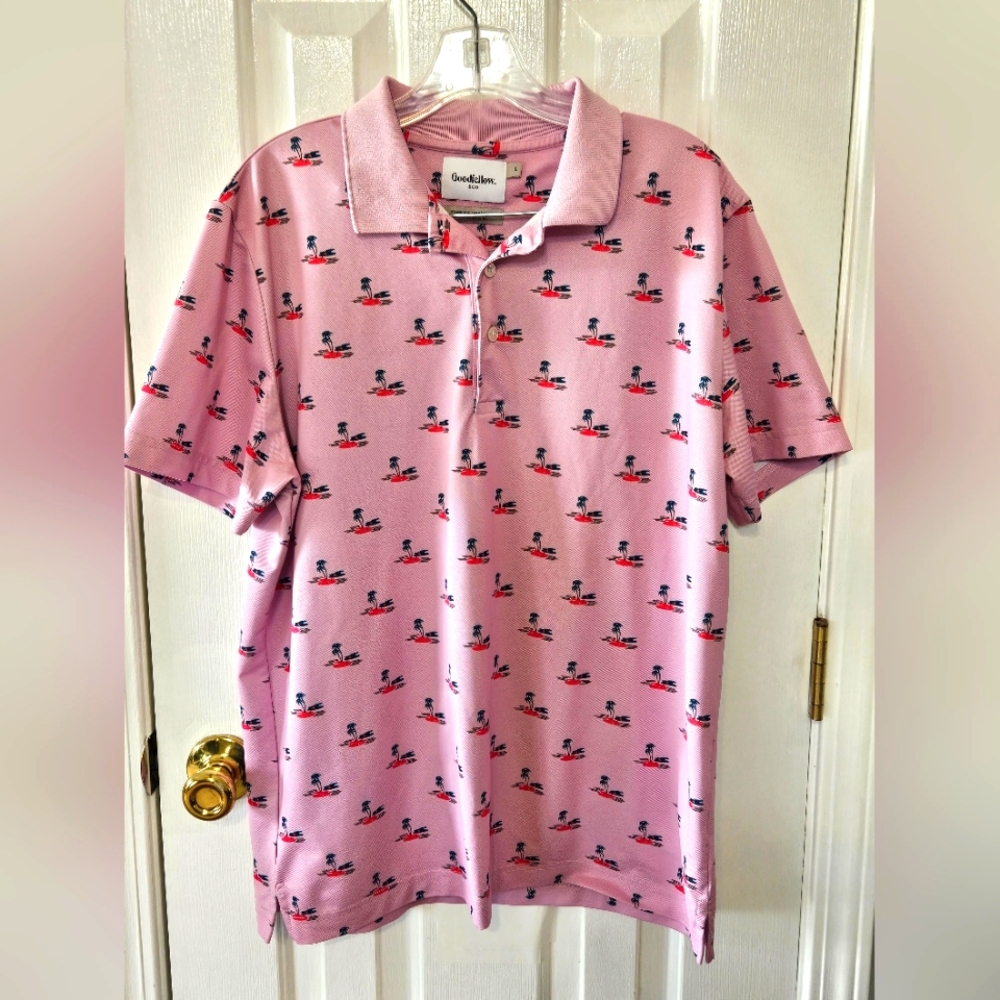 Goodfellow & Co Pink Golf Polo Shirt with Casual Pattern Medium